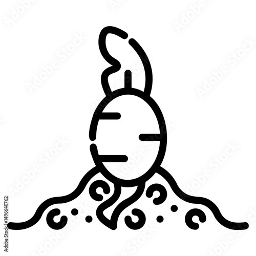 Vegetable plant. This is a vector single icon with a dashed line style. It is suitable for any purpose, such as website design, mobile app design, logo design, etc.