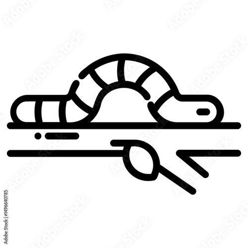 Worm. This is a vector single icon with a dashed line style. It is suitable for any purpose, such as website design, mobile app design, logo design, etc.