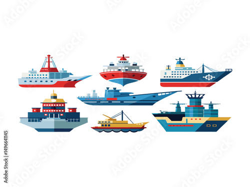 Collection of various types of ships and boats
