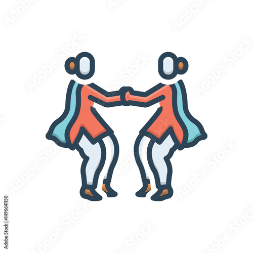 Color illustration icon for gidda dance