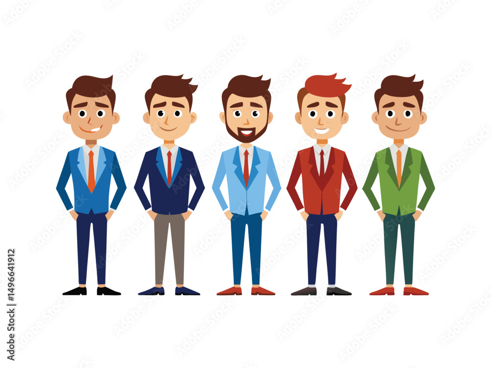Five diverse businessmen in suits smiling
Five diverse businessmen in suits smiling