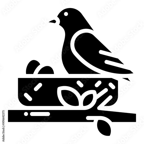 Bird. This is a vector single icon with a solid style. It is suitable for any purpose, such as website design, mobile app design, logo design, etc.