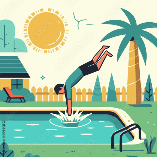 illustration  of a person diving in water