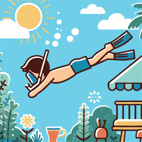 illustration  of a person diving in water