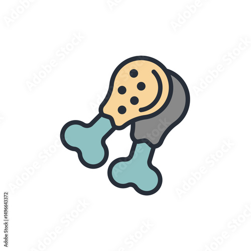 chicken leg icon collection .design style with background