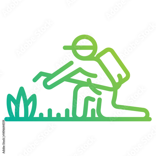 Lawn care. This is a vector single icon with a dashed line gradient style. It is suitable for any purpose, such as website design, mobile app design, logo design, etc.