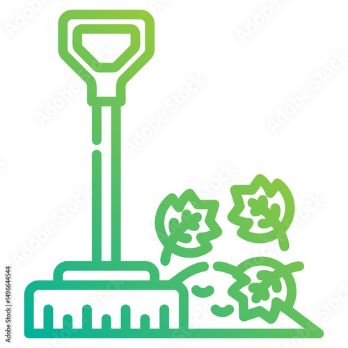 Rake. This is a vector single icon with a dashed line gradient style. It is suitable for any purpose, such as website design, mobile app design, logo design, etc.