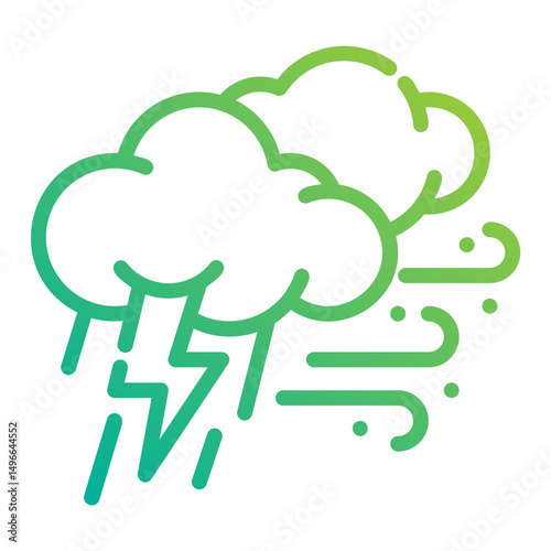 Rain cloud. This is a vector single icon with a dashed line gradient style. It is suitable for any purpose, such as website design, mobile app design, logo design, etc.