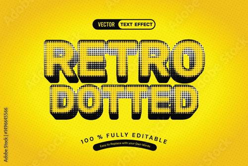 Retro Dotted Halftone Vector Text Effect