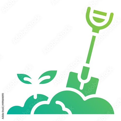 Digging soil. This is a vector single icon with a solid gradient style. It is suitable for any purpose, such as website design, mobile app design, logo design, etc.
