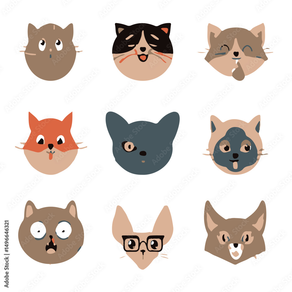 Obraz premium Cat Face Vector Image