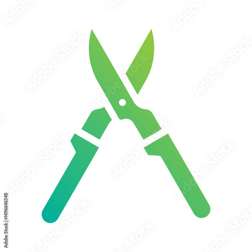 Pruning shears. This is a vector single icon with a solid gradient style. It is suitable for any purpose, such as website design, mobile app design, logo design, etc.