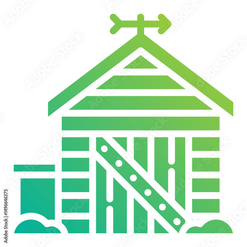 Shed. This is a vector single icon with a solid gradient style. It is suitable for any purpose, such as website design, mobile app design, logo design, etc.