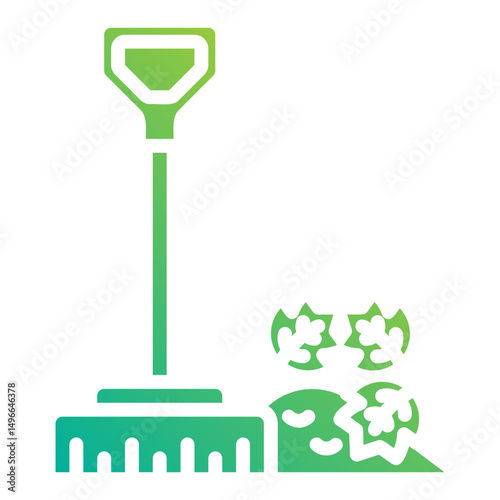 Rake. This is a vector single icon with a solid gradient style. It is suitable for any purpose, such as website design, mobile app design, logo design, etc.