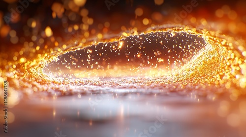 Abstract Golden Particles Swirling in Light