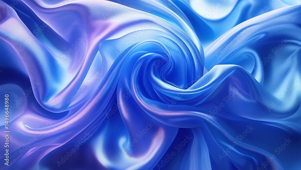 Fototapeta premium Abstract blue silk fabric swirls background