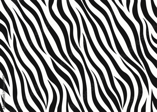 Seamless zebra print vector pattern. Repeating black and white striped animal skin design for fabric, textile, background
