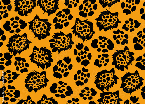 Seamless jaguar print vector pattern. Repeating animal fur texture design, wild feline background, jungle style