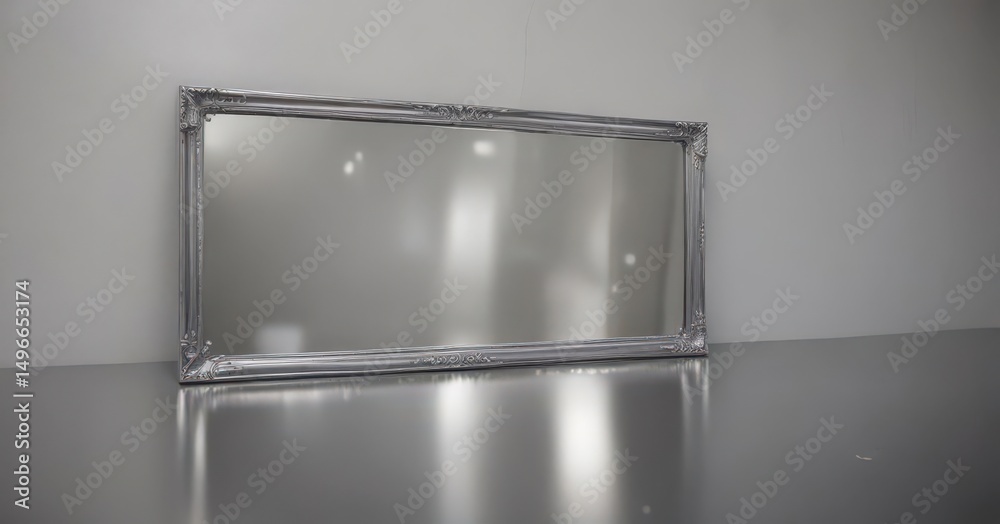 Obraz premium Mirror-like silver, subtle abrasions, high sheen, reflective, surface, technology