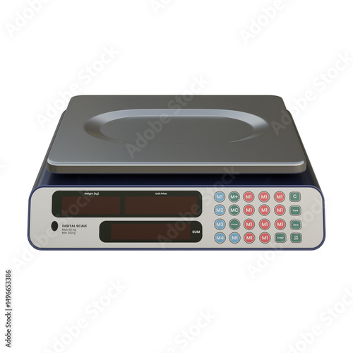 Digital Scale Top Front View 3D Render Illustration