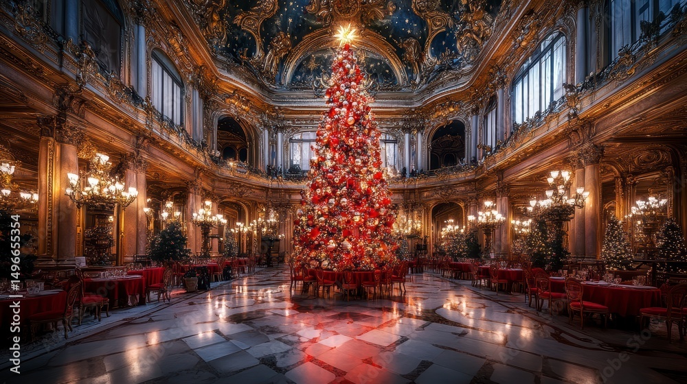 Fototapeta premium magical beautiful classic gilded architecture fantasy wonderland castle with stunning extravagantly tacky holiday home decor.