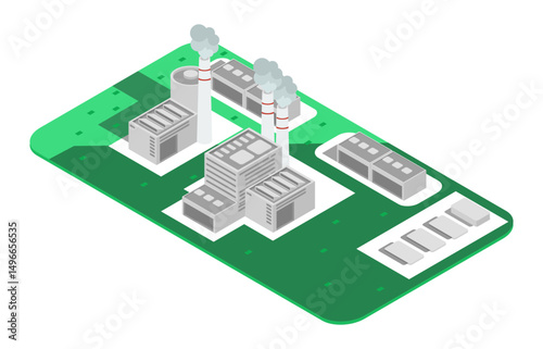 isometric illustration of industrial factories, vector illustration