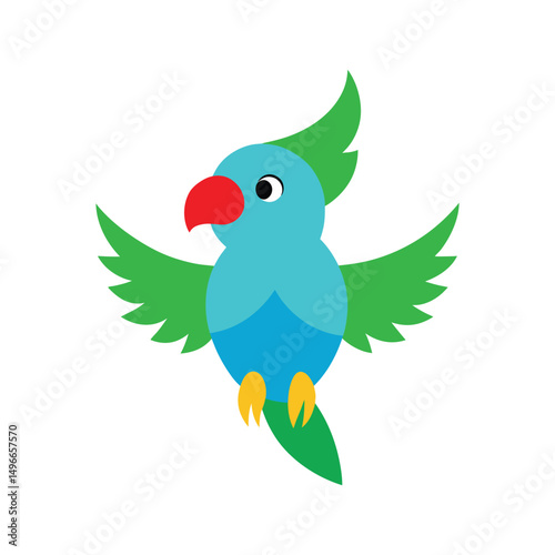 parrot flapping wings colour vector illustration