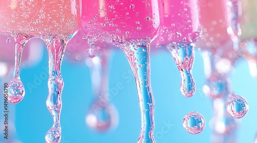 Dripping Liquid Art on Blue Background