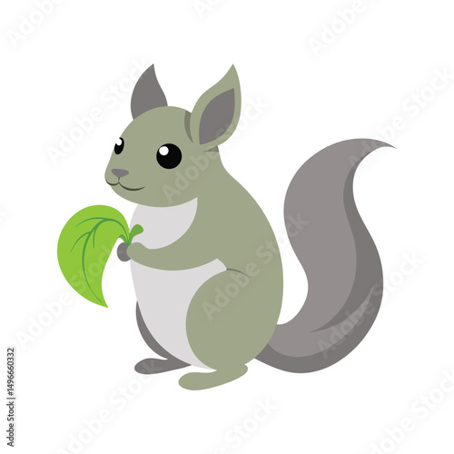 chinchilla hold a leaf colour vector illustration