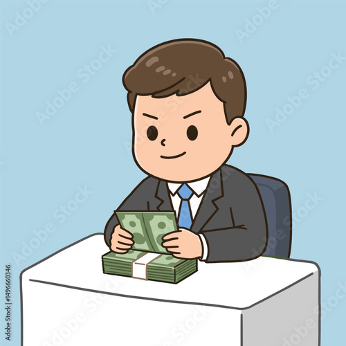 Business character with confident expression and thumbs up