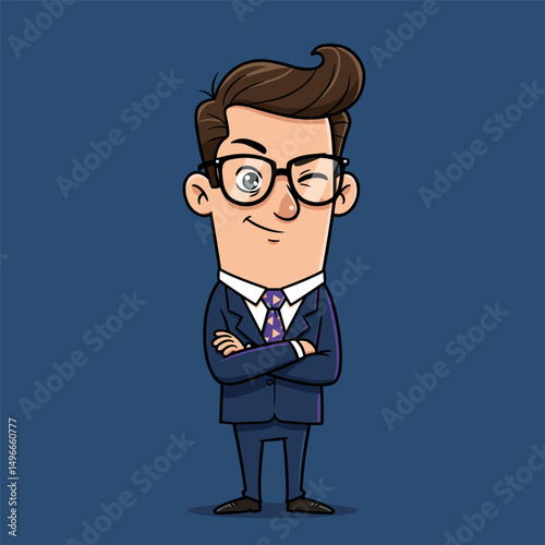Confident cartoon worker showing approval gesture