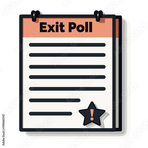 Exit Poll Form Illustration with Star and Exclamation Mark for Elections and Surveys