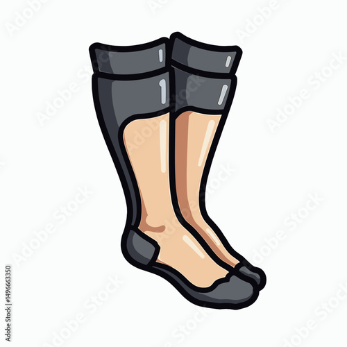 Pair of Compression Socks Illustration on White Background for Medical or Athletic Use