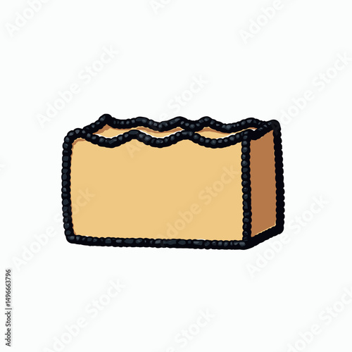 Illustration of a simple rectangular box with a wavy top edge and a brown outline on a white background.