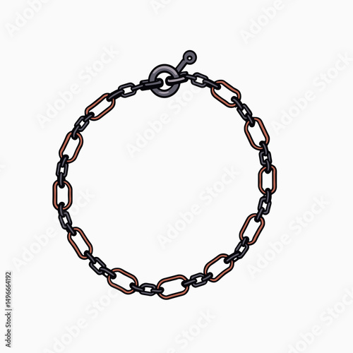 Illustration of a stylish chain link bracelet with a toggle clasp on a white background, perfect for jewelry design and fashion concepts