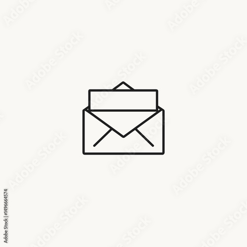 Envelope and Letter Line Icon: Minimalist Design for Communication and Correspondence Concepts