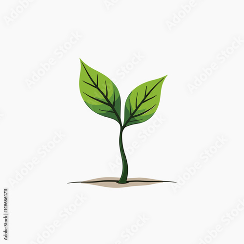 Green Sprout Illustration: New Plant Growing from Soil, Symbolizing Growth, Hope, and Environmental Awareness