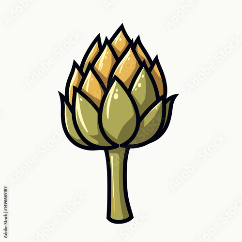 Artichoke Vector Illustration: Fresh Green and Yellow Vegetable Isolated on White Background for Healthy Eating and Culinary Design