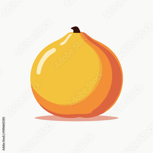 Isolated Yellow Quince Fruit Illustration on White Background, Simple and Clean Design for Food and Nutrition Concepts
