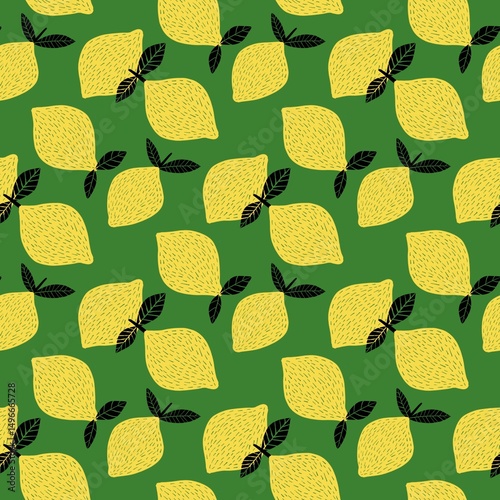 lemon illustration seamless pattern, trendy lemon pattern background	
