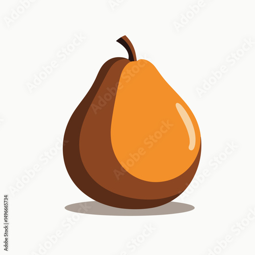 Illustration of a Fresh and Ripe Pear Fruit with Brown Stem on White Background for Healthy Eating