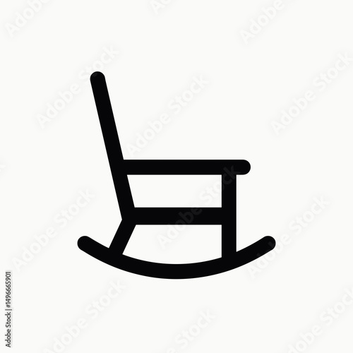 Rocking Chair Icon Illustration on White Background, Minimalist Design for Relaxation and Comfort