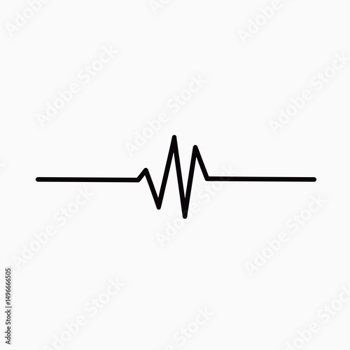 Heartbeat Line Vector Illustration on White Background, Medical Pulse Trace Graphic, ECG Signal, Heart Rate Monitor, Life Symbol
