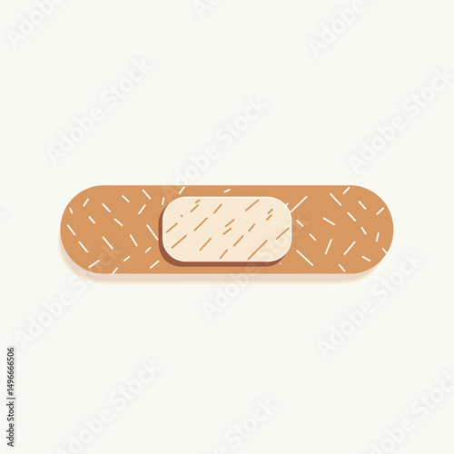 Adhesive Bandage Illustration on White Background, First Aid Plaster for Wound Treatment and Skin Protection