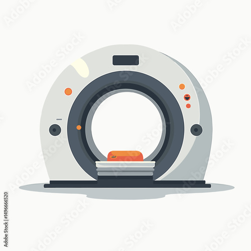 CT Scanner Machine Illustration, Medical Imaging Equipment, Healthcare Technology, Diagnostic Tool in a Clean Minimalist Style