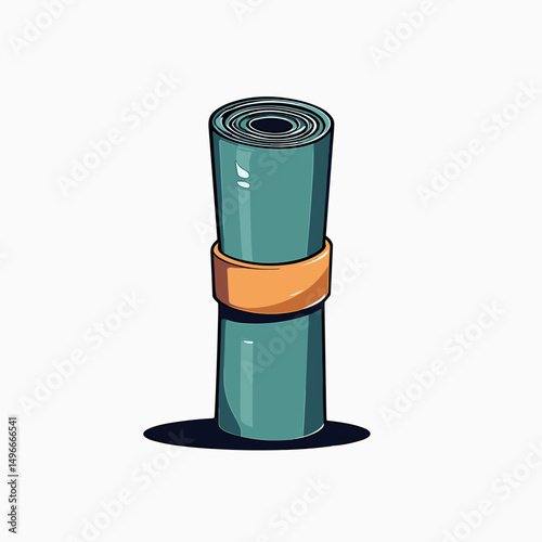 Rolled Up Yoga Mat Cartoon Illustration for Fitness, Exercise, and Healthy Lifestyle Isolated on White Background