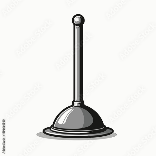 Plunger Illustration: A Detailed Vector Image of a Plumbing Tool for Unclogging Drains and Pipes.