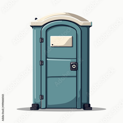 Portable Toilet Illustration: Isolated Blue Outhouse for Construction Sites and Outdoor Events on White Background