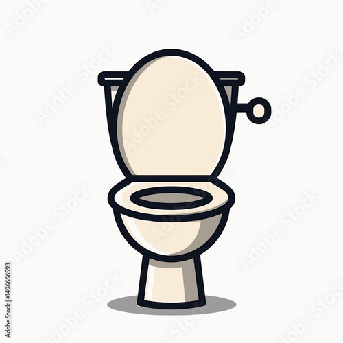 Simple Cartoon Illustration of a Toilet with Lid Open on a Clean White Background