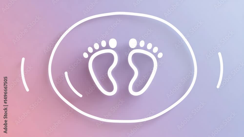 Tiny Footprints of Love: Delicate white outlines of tiny footprints, framed within an oval against a pastel gradient background, evoke feelings of new beginnings, tenderness, and the miracle of life. Tiny Footprints of Love: Delicate white outlines of tiny footprints, framed within an oval against a pastel gradient background, evoke feelings of new beginnings, tenderness, and the miracle of life.